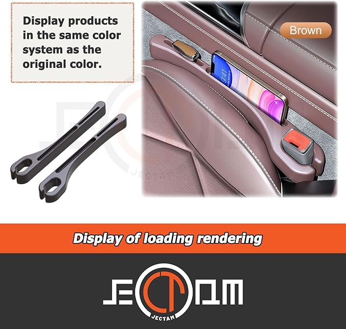 Car Seat Gap Filler, Leather Car Gap Filler Universal Fit for Most Cars, Car Seat Organizer Fill The Gap Between Seat and Consoles, Prevents Things from Falling Out, Pack of 2 PCS (Brown)