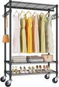 VIPEK R3 Heavy Duty Garment Rack with Lockable Wheels, Portable Rolling Closet with Adjustable Shelves & Hanging Rod & Side H