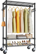 VIPEK R3 Heavy Duty Garment Rack with Lockable Wheels, Portable Rolling Closet with Adjustable Shelves & Hanging Rod & Side H