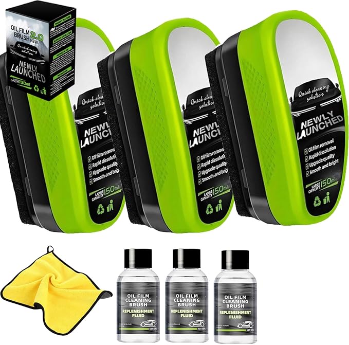 Car Windshield Cleaner, 120ml Reusable Automotive Oil Film Cleaning Brush - Preserve Clarity, Immediately See the Effects,Per
