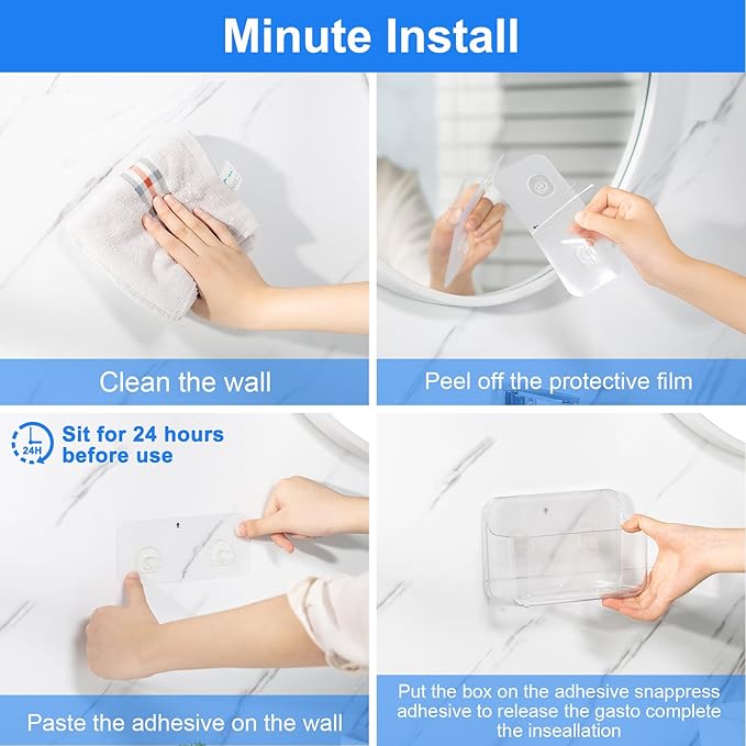 Diesisa 2pc Acrylic Wall Mount Organizer, Small Adhesive Clear Cabinet Door Organizer,Acrylic Shelves for Wall,No Drilling Ha