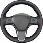 MEWANT Hand Stitched Steering Wheel Cover for Tesla Model 3 2017-2023 / Model Y 2020-2023 for Tesla Model 3/Y Accessories