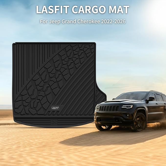 LASFIT Trunk Mat for Jeep Grand Cherokee WL 2022-2025 2026 5-Seat (Include 4xe, NOT for L) All Weather TPE Custom Fit Cargo Mat Trunk Liner Cargo Liner, Black