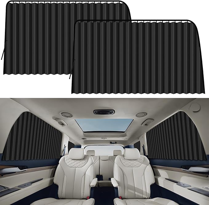 XCBYT Car Window Shades - 2 Pack Side Window Sun Shades 99% Light UV Block Car Curtains for Camping, Napping, Sleeping, Breastfeeding, Cloth Changing