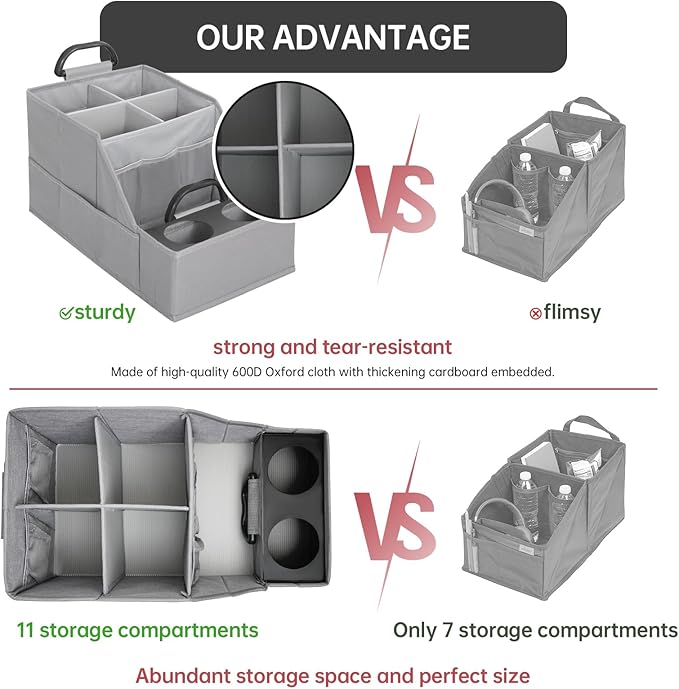 MULISOFT Car Seat Organizer- Backseat Car Organizer with 12 Storages Compartments and 2 Cup Holders, Organizers and Storage,