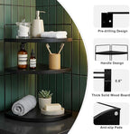 Corner Bathroom Counter Organizer Countertop Black, 2 Pack 3 Tier Corner Shelf Wood Vanity Tray Easy Assembly Space Saving Sh
