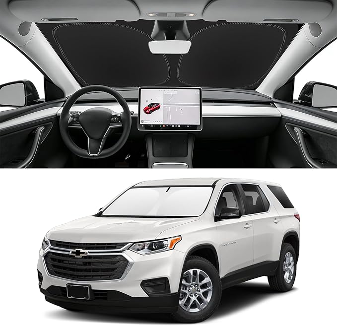 Custom Fit Windshield Sun Shade for Chevy Traverse 2018-2026, Blocks UV & Heat, Front Window Sunshade Accessories, Easy Fold & Store Keep Your Car Cooler