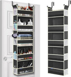 Over The Door Hanging Organizer 5-Shelves and 10 Side Pockets, Over The Door Storage for Bathroom and Bedroom, Back of Door O
