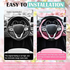 SuperKaKa Car Steering Wheel Cover 2025, Universal Auto PU Cute Breathable Slip-Proof Comfort Imitation Leather Protector Car
