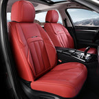 Coverado Car Seat Covers Front Set, Luxury Nappa Leather Seat Covers Universal Fit Waterproof Non-Slip Breathable Automotive 