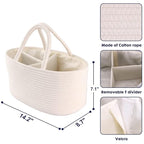 Baby Diaper Caddy Organizer for Girl Boy Cotton Rope Nursery Storage Bin Basket Portable Holder Tote Bag for Changing Table C