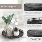 Marble Lazy Susan Turntable for Table Top – 10” Round Ancient Wood Grain Marble Tray Organizer for Dining Table, Kitchen Coun
