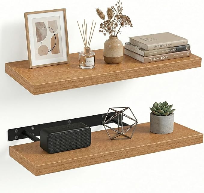 INHABIT UNION 31.5in Floating Shelves for Wall, Wall Mounted Shelves for Decor Storage Set of 2, Floating Shelf for Bedroom, 