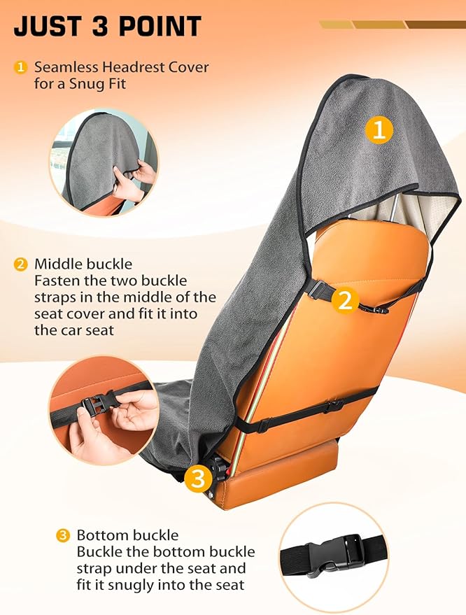Waterproof Towel Car Seat Cover, Sweat Protection for Yoga, Swimming & Beach, Universal Non-Slip Seat Protector for Cars and 