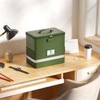 Fireproof File Box with Lock, Document Box Storage Organizer, Suitable for Hanging File Folders in Letter Size, Collapsible F