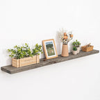 Solid Wood Floating Shelves, 8" Deep Rustic Reclaimed Barnwood Wall Hanging Floating Shelf with Invisible Heavy-Duty Metal Br