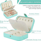 Travel Jewelry Box, PU leather Small Jewelry Organizer For Female Girls, double layer portable mini travel case for storing e