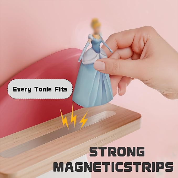 Butterfly Tonie Shelf for Toniebox - Pink Magnetic Tonies Wooden Floating Shelves, Cute Wall Shelf Storage for 20-32 Tonies F