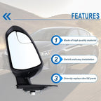 Left Driver Side Mirror Compatible With 2017 2018 2019 2020 Hyundai Elantra With Manual Folding Power Glass Black Replace#87610F3050(3Pins)