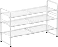 SUFAUY 3-Tier Mesh Shoe Rack, Closet Metal 33" Wide Shoe Shelf Heavy Duty, White