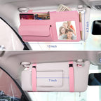 Car Visor Organizer for Auto Interior Accessories - Sunvisor Organizers with Glasses Holder and Picture Frame, Cute Visor Accessories for Women, Car Essentials for Truck You Must Have - Pink