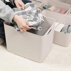 Yishyfier Plastic Storage Baskets With Lid Organizing Container Lidded Knit Storage Organizer Bins for Shelves Drawers Deskto