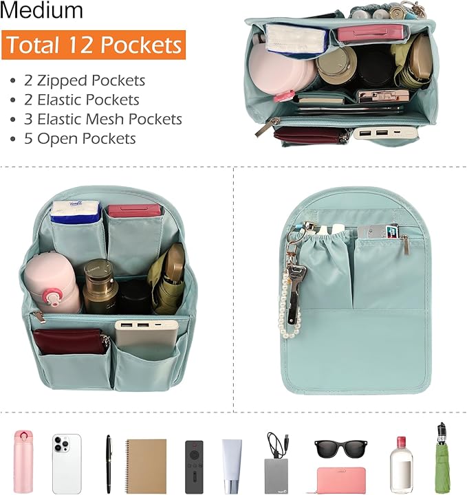 Surblue Backpack Organizer Insert Liner Hanging Travel Rucksack Purse and Handbag Insert Pocket, High-capacity Divider Foldab