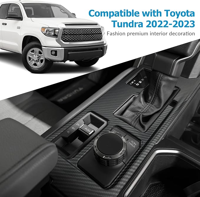 INTGET Gear Shift Panel Cover for 2022 2023 2024 2025 Toyota Tundra Accessories Carbon Fiber Center Console Gear Frame Cover for Toyota Sequoia Accessories 2025 (Gear Shift Panel)