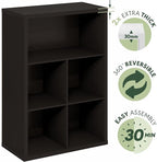Furinno Cubicle Book Shelf, 5-Cube Bookshelf, Extra Thick Frame Cube Storage Organizer Bookcase with Closed Back, 15.3 x 29.9