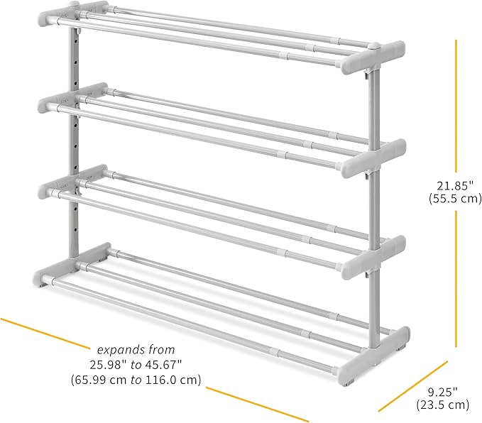 Whitmor 4 Tier Expandable Shoe Rack - Gray