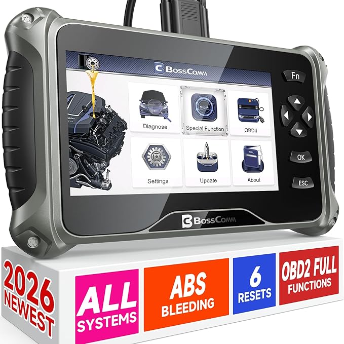 2026 BOSSCOMM IF745 OBD2 Scanner, All Systems Car Code Reader Scan Tool with 6 Resets, ABS
