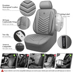 CAR PASS 3D Foam Faux Leather Car Seat Covers Full Set, Waterproof Grey Leather Seat Cover for Cars, Luxury Universal Fit for