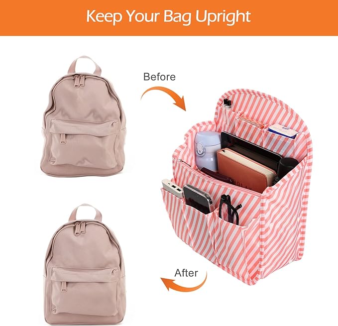 Surblue Backpack Organizer Insert Liner Hanging Travel Rucksack Purse and Handbag Insert Pocket, High-capacity Divider Foldab