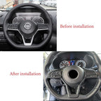 Carbon Fiber Steering Wheel Interior Decoration Cover Trim Accessories for Nissan Altima(2019-2024),for Sentra/Versa(2020-2024),for Leaf/Kicks(2018-2024),for Rogue(2017-2020),for Rogue Sport