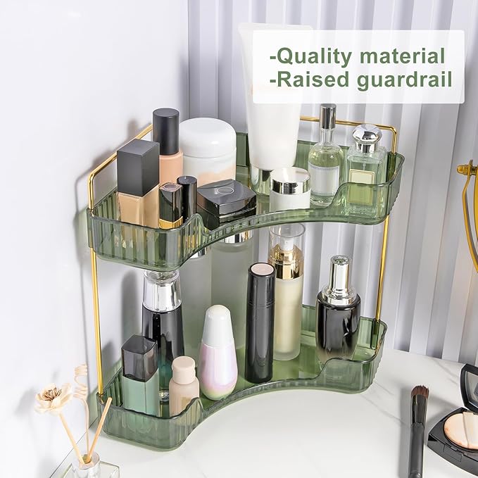 INVSSENE Corner Bathroom Countertop Organizer, Vanity Trays for Counter, Makeup Organizers, Perfume Tray, Kitchen Spice Rack,