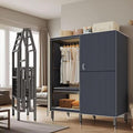 Foldable Portable Wardrobe On Wheels, Freestanding Garment Rack, with Magnetic Door 2000lbs, Heavy Duty Clothes Rack, for Bed