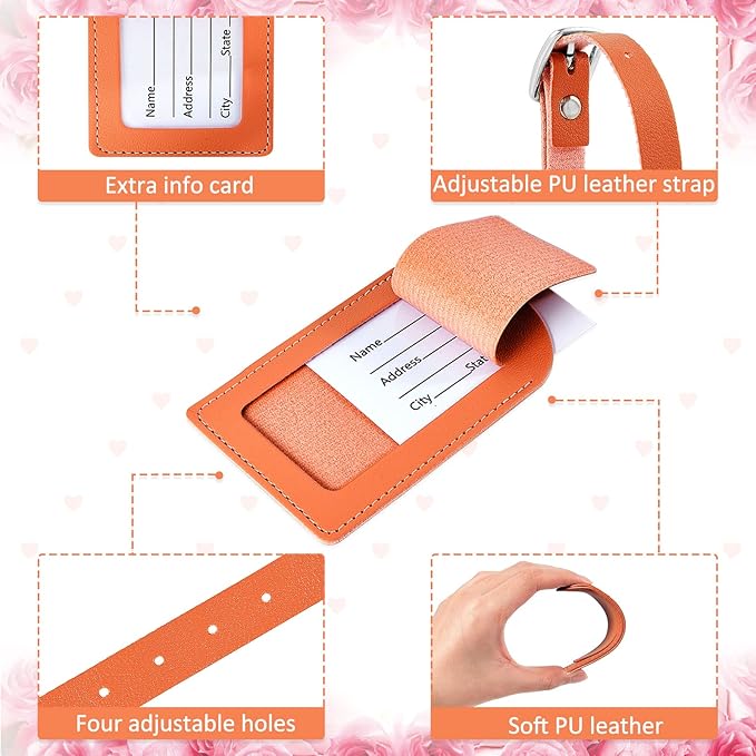 Dunzy 30 Pieces Leather Luggage Tag Women Identifiers Travel Suitcase Tags for Luggage Travel Backpack Bag Wedding Favors Wom