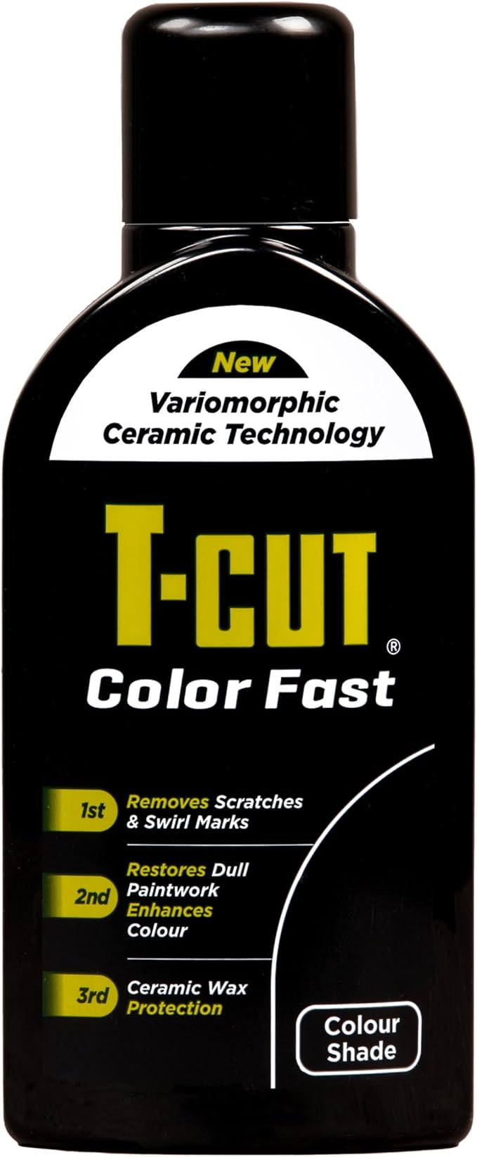 T-Cut 3-in-1 Color Fast Black Car Polish, 17fl oz – Cleans, Restores & Protects - Removes Scratches & Swirl Marks - Enhances Color & Leaves a Durable Protective Shine - with Ceramic Wax Protection