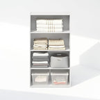 Furinno Reed Closet Organizers and Storage, 4-Tier Closet Organizer, Open Shelf Closet Storage, for Wardrobe, Bedroom, Living