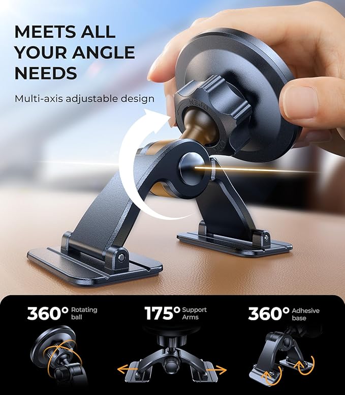 VICSEED 2025 Upgrade for MagSafe Car Mount [Strongest Dashboard Adhesive & 25N Magnetic] Cell Phone Holders for Your Car, 360° Adjustable Phone Holder Mount for All Smartphones & Vehicles
