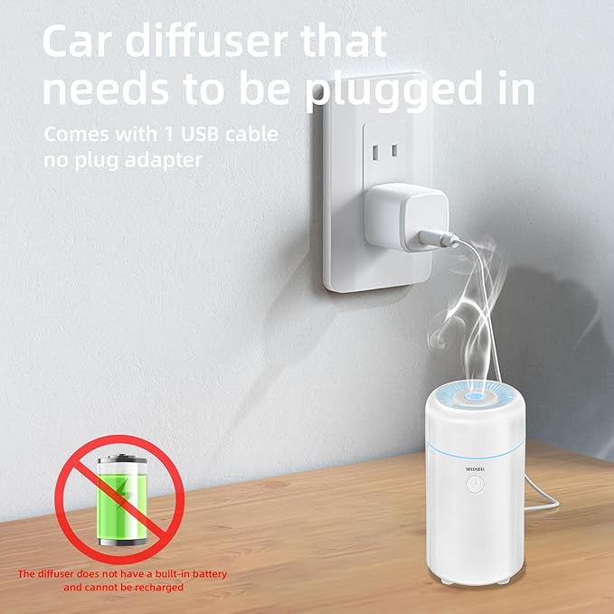 100ML Car Diffuser Humidifier, Cool Mist Air Essential Oil Diffuser with 7-LED Color Changing, Suitable for Car