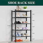 Smiry Shoe Rack, 5 Tier Thick Small Bamboo Shoe Organizer, Stackable Free Standing Wooden Shoe Storage Shelf for Closet, Entr