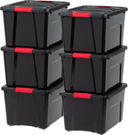 IRIS USA 40 Qt Stackable Plastic Storage Bins with Lids, 6 Pack - BPA-Free, Made in USA - Garage Organizing Solution, Latches