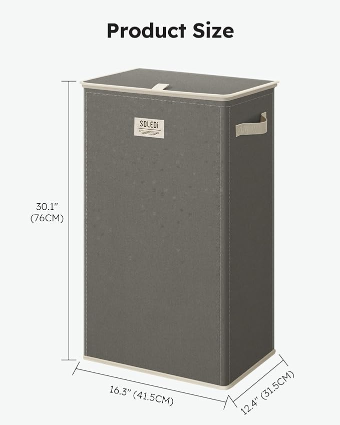 SOLEDI Laundry Hamper with Lid 100L Large & Tall Collapsible Laundry Basket, Clothes Hamper with Bag Removable Easy to Carry,