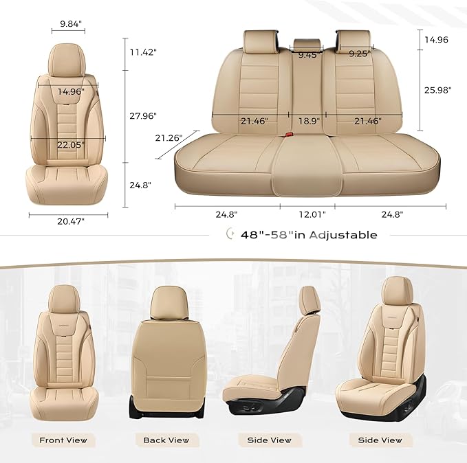 Coverado Car Seat Covers, Front Covers for Cars, Car Seat Cover Front Seats, Automotive Seat Cover, Waterproof, Leather Car S