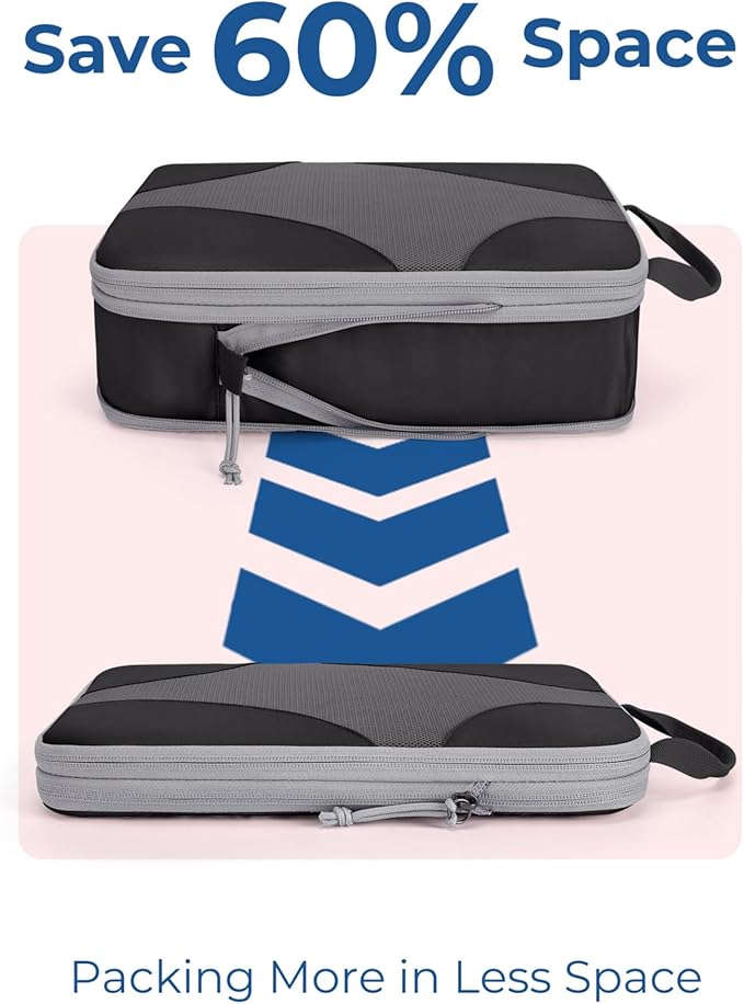 BAGSMART Compression Packing Cubes for Travel, Compressible Luggage Organizer for Cruise Ship, Lightweight Travel Essentials 