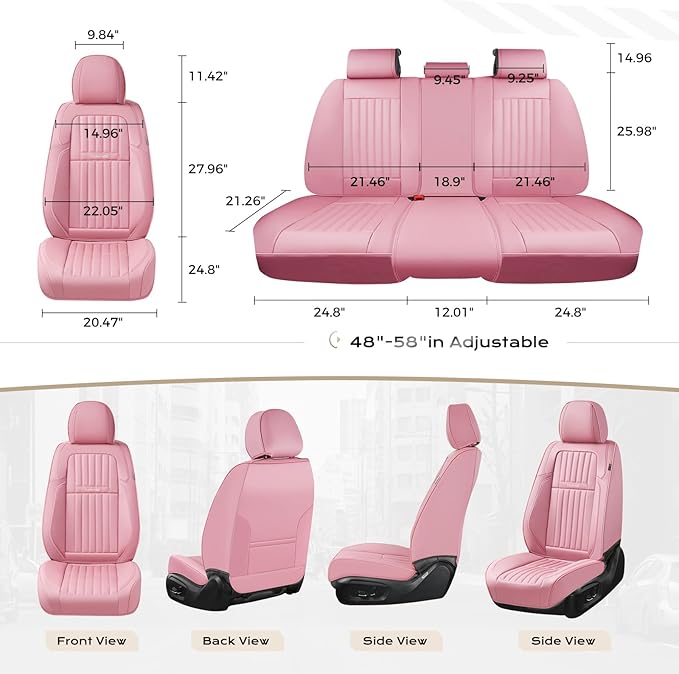 Coverado Car Seat Covers Full Set, Seat Covers for Cars, Car Seat Cover, Car Seat Protector, Leather Car Seat Cushion, Waterp