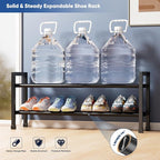 Abiglifty 2-Tier Expandable Shoe Rack,17"-33" Adjustable Shoe Rack for Closet,Metal Shoes Shelves for Front Door Entrance, Ga
