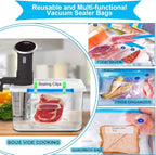 42 PCS Sous Vide Vacuum Sealer Set - 30 Reusable Bags, 5 Clips and Sealing Clips for Anova, Joule Cookers