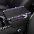 NBTEPEM Bling Car Center Console Cover, Leather Car Arm Rest Cover Cushion with 2 Storage Bags, Universal Auto Armrest Protector Storage Box, Bling Accessories Interior for Most Vehicles (Purple)